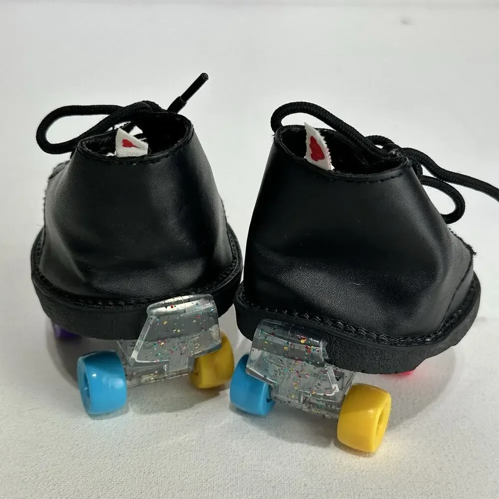 Build-A-Bear Workshop rainbow glitterRoller Skates Adjustable and black Shoes